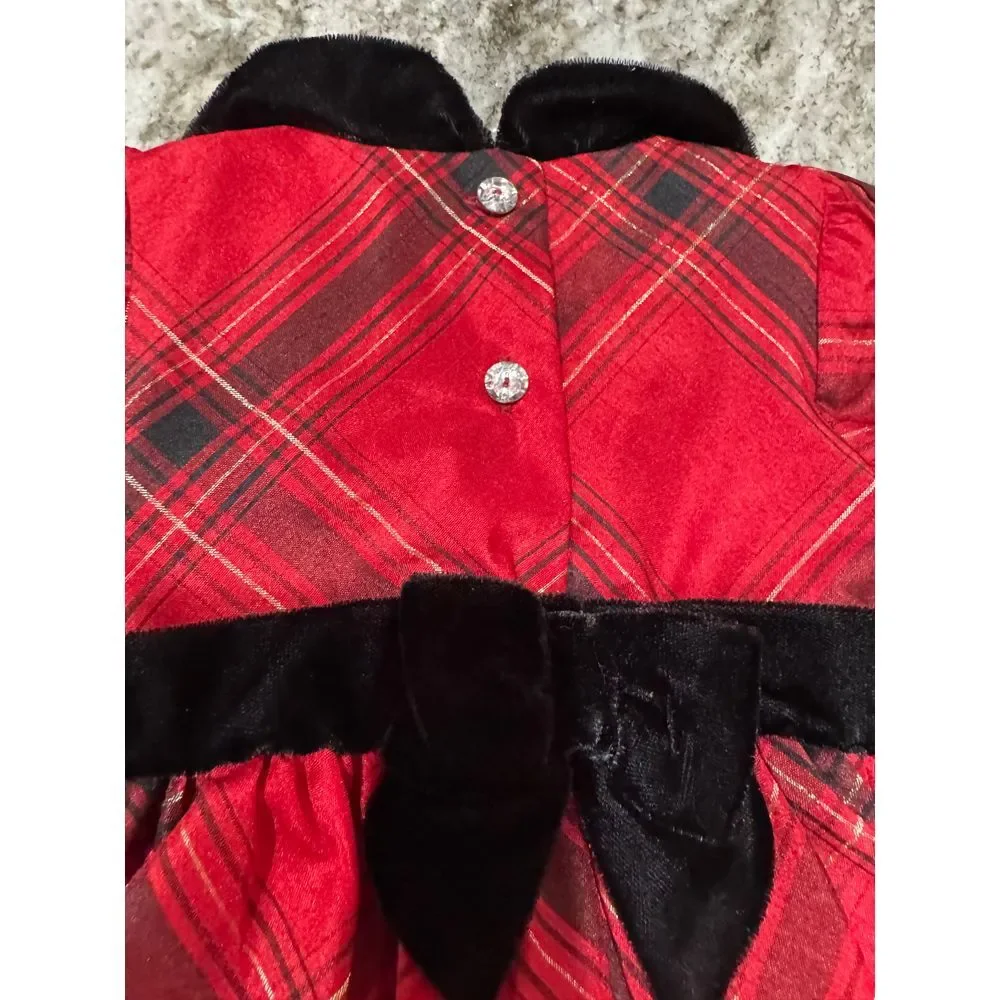 NWT Gymboree Royal Red Plaid 3-6 Month Holiday Christmas Dress with diaper cover